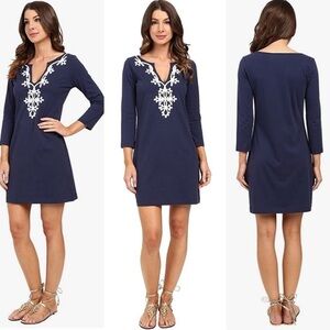 Lilly Pulitzer Marina Navy Nautical Quarter Sleeve Dress Size Small